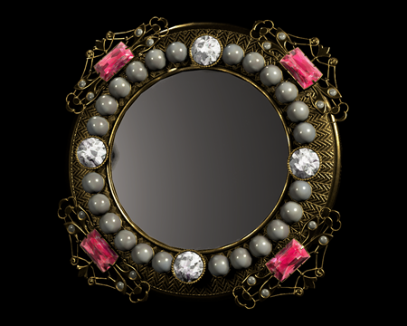 Image of Mirror with Pearls & Rubies